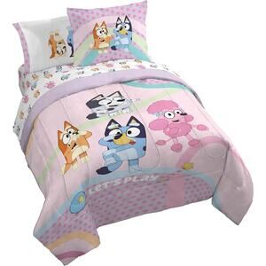 NEW Jay Franco Bluey 7 piece Queen Comforter Set Bedding Bingo Pink